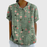 Blake | Dames Blouse met Bloemenkraag en Korte Mouwen