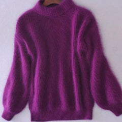 Lena | Damen Flauschiger Rollkragen Pullover mit hohem Kragen Weicher Winterstrick