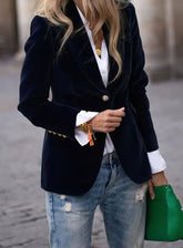 Clara | Damen Klassischer Blazer mit Ein-Knopf-Verschluss und Goldknöpfen