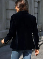 Clara | Damen Klassischer Blazer mit Ein-Knopf-Verschluss und Goldknöpfen