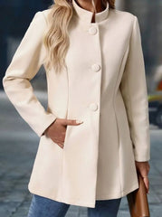 Katharina | Damen Wintermantel mit Knöpfen Stehkragen langärmelig eleganter Schnitt