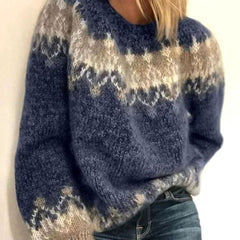 Marie | Damen Winterpullover lockerem Schnitt Norwegermuster Weihnachten