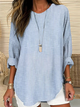 Elin | Dames Casual Gestreepte Relaxed-Fit Blouse met Ronde Hals