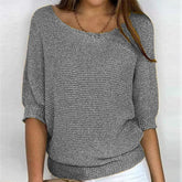 Fleur | Dames Katoenmix Gebreide 3/4 Mouw Oversized Trui