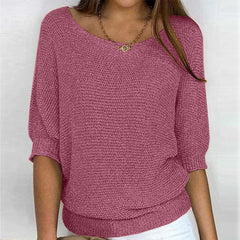 Fleur | Dames Katoenmix Gebreide 3/4 Mouw Oversized Trui
