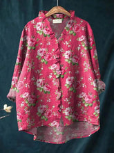 Emma | Dames Linnen Ruches Blouse Bloemenprint Relaxed Fit