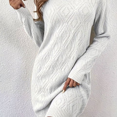 Anna | Dames Oversized Gebreide Ruitpatroon Trui Jurk Lange Mouw
