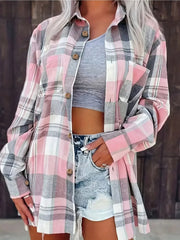 Lotte | Dames Oversized Geruit Flanel Overhemd met Lange Mouwen