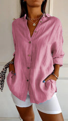 Eva | Dames Oversized Linnen Button-Down Blouse