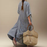 Elin | Dames Vintage Gestreepte Maxi Jurk Lange Vlotte Zomerjurk