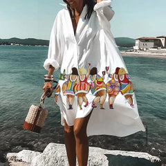 Emily | Women Casual Printed Shirt Midi Dress