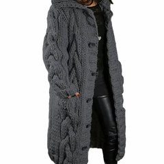 Lotte | Gebreide Trui Dames Dikke Kabelgebreide Cardigan Met Capuchon