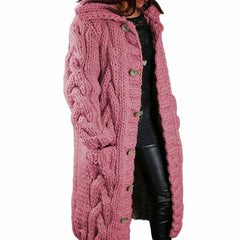 Lotte | Gebreide Trui Dames Dikke Kabelgebreide Cardigan Met Capuchon