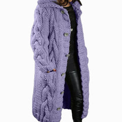 Lotte | Gebreide Trui Dames Dikke Kabelgebreide Cardigan Met Capuchon
