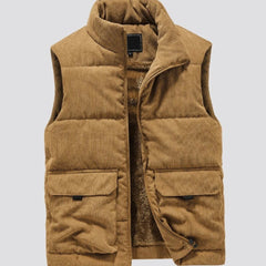 Bowen | Heren Corduroy Gewatteerde Bodywarmer Fleece Gevoerd Vest