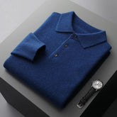 Liam | Heren Gebreide Kasjmier Polo Pullover Sweater met Kraag