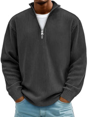 Mees | Heren Gebreide Quarter-Zip Pullover Sweater Ribstof