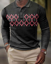 Finn | Heren Geometrisch Gebreide Polokraag Pullover Sweater