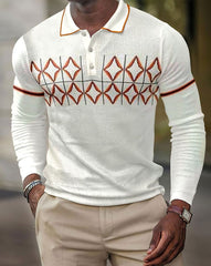 Finn | Heren Geometrisch Gebreide Polokraag Pullover Sweater