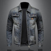 Jayden | Heren Retro Gewassen Denim Jacket Vintage Ritssluiting