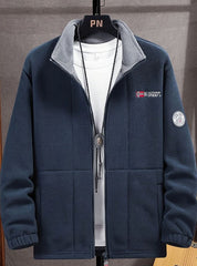 Andreas | Herren Fleece Outdoor-Jacke mit Reißverschluss Stehkragen Innenfutter