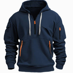 Maximilian | Herren Freizeit-Hoodie mit Reißverschluss-Taschen Viertelreißverschluss