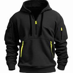 Maximilian | Herren Freizeit-Hoodie mit Reißverschluss-Taschen Viertelreißverschluss
