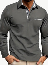 Matthias | Herren Klassisches Langarm Polo-Shirt mit Karokragen Slim Fit