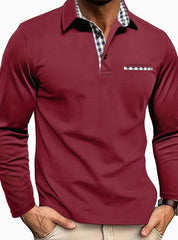 Matthias | Herren Klassisches Langarm Polo-Shirt mit Karokragen Slim Fit
