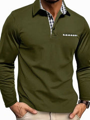 Matthias | Herren Klassisches Langarm Polo-Shirt mit Karokragen Slim Fit