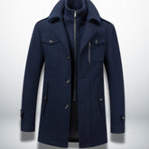 Leon | Herren Smart-Casual Wollmantel mit Knopfverschluss und Stehkragen