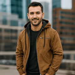 Fabian | Herren Vintage Winterjacke mit Kapuze und Reißverschluss Fleecefutter