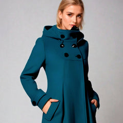 Femke | Trenchcoat Dames A-Lijn Dubbelrijige Knopen Capuchon Winterjas