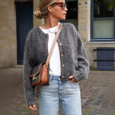 Anna | Vest Dames Oversized Gebreide Cardigan met Gouden Knopen