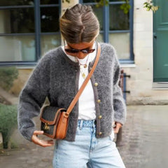 Anna | Vest Dames Oversized Gebreide Cardigan met Gouden Knopen