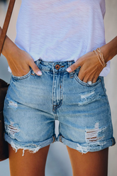 Amber | Dames Versleten Denim Casual Zomershorts