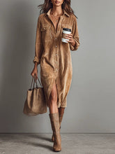 Bailey | Dames Midi Jurk Met Knoopsluiting Aan De Voorkant En Lange Mouwen
