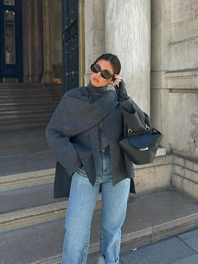 Maya | Dames Elegante Gedrapeerde Cape-Jas