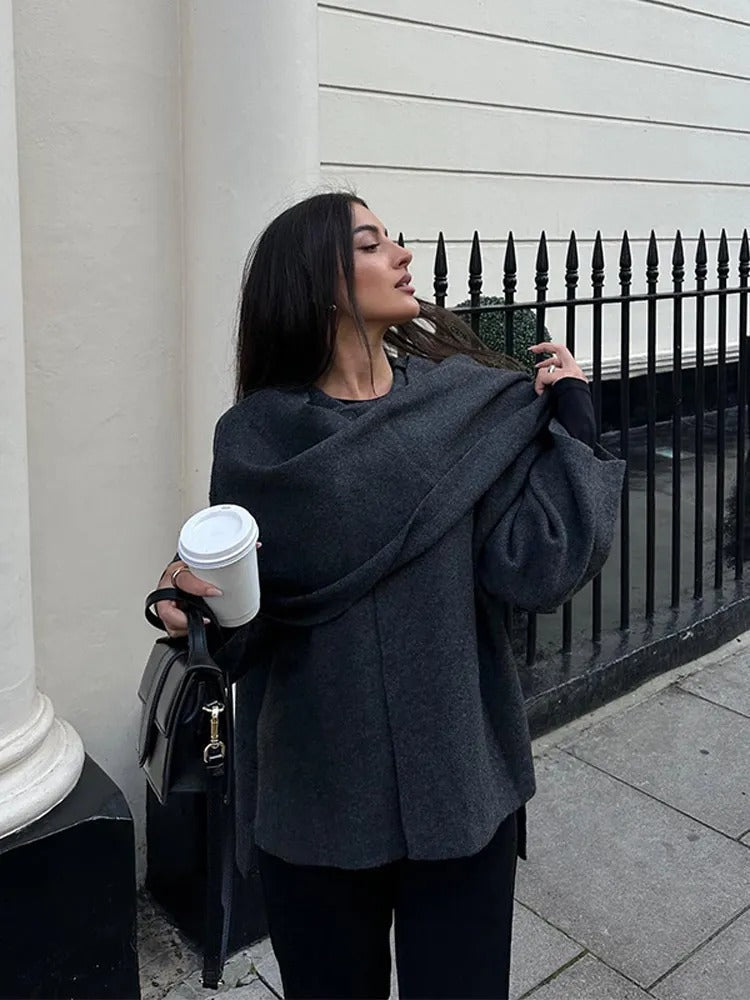 Maya | Dames Elegante Gedrapeerde Cape-Jas