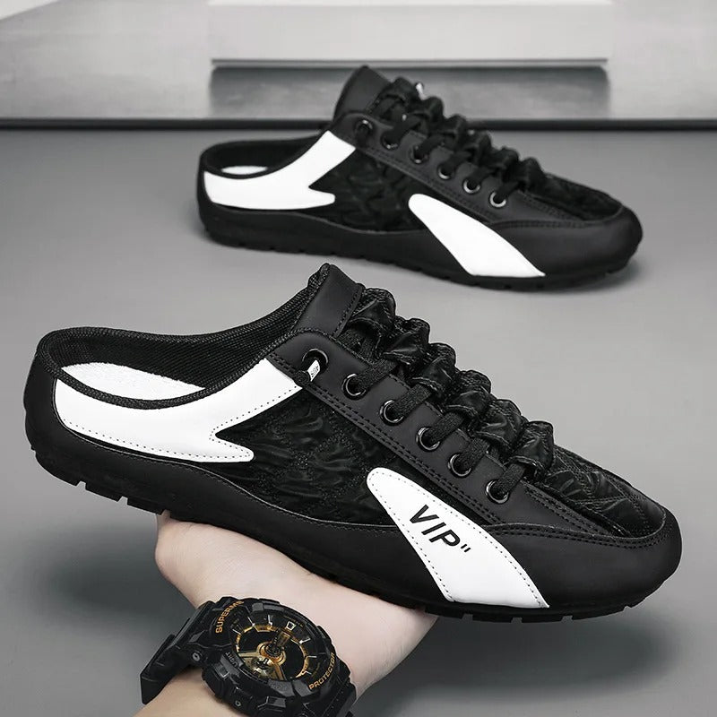 Finn | Heren Vetersluiting Half-Open Sneaker Muiltjes Casual Schoenen