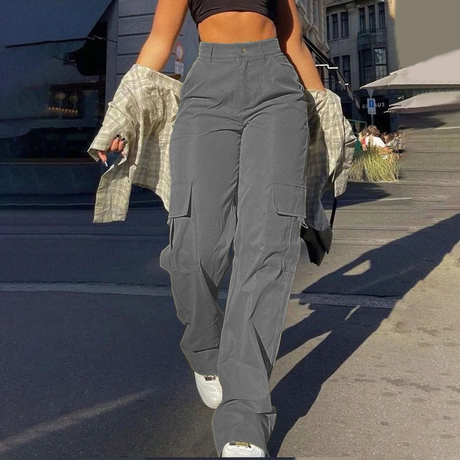 Athena | Damen Hochtaillierte Street-Cargo-Hose