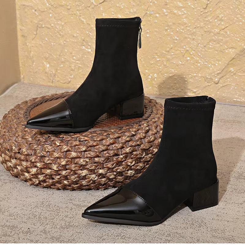 Felicity | Dames Winter Enkellaarsjes met Blokhak