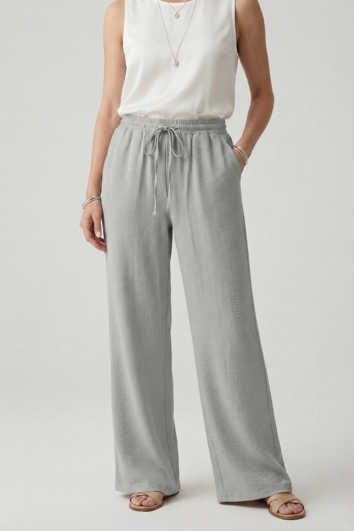 Julia | Dames casual Palazzo-broek met elastische tailleband en zijzakken