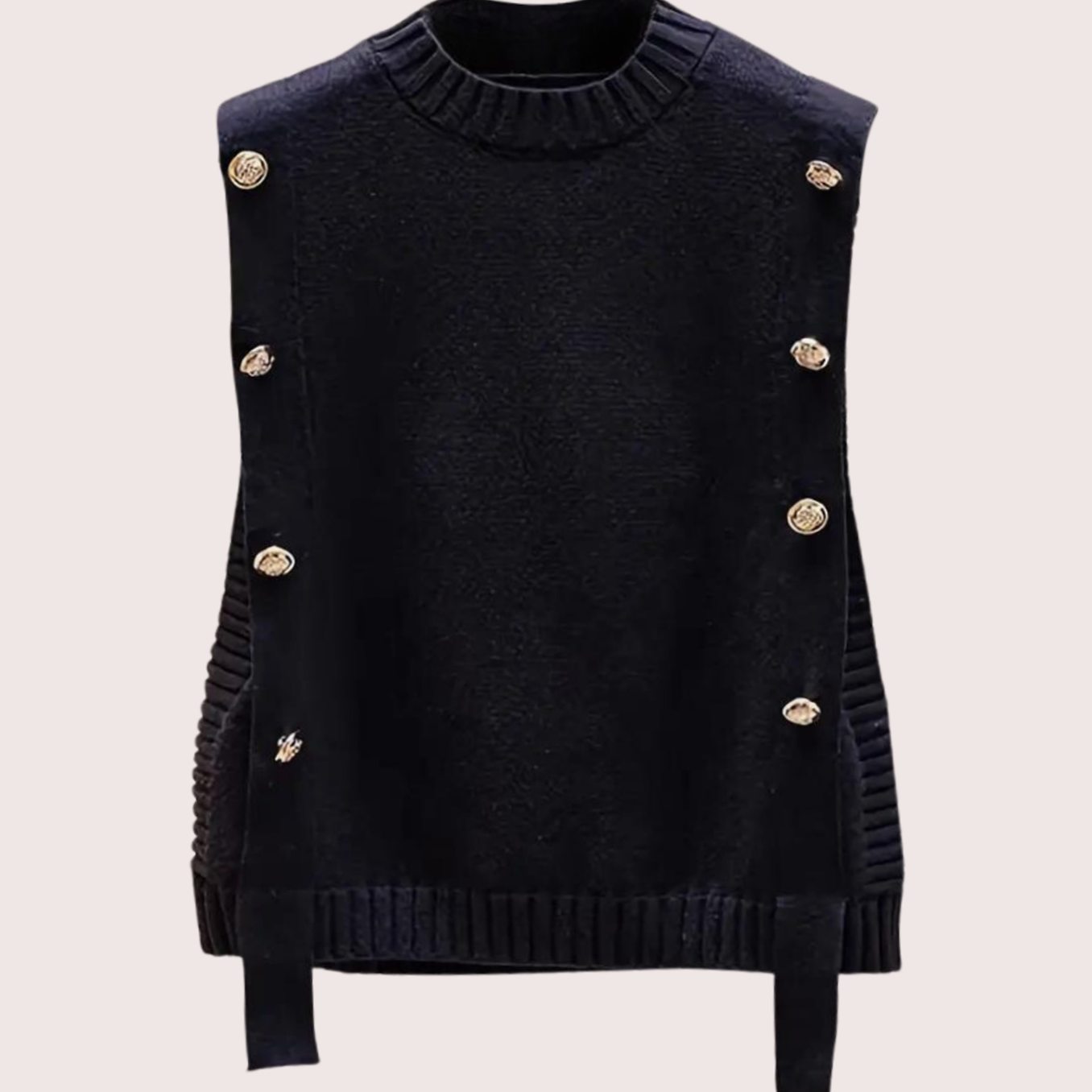 Lotte | Bodywarmer Dames Mouwloze Gebreide Vest met Gouden Knopen
