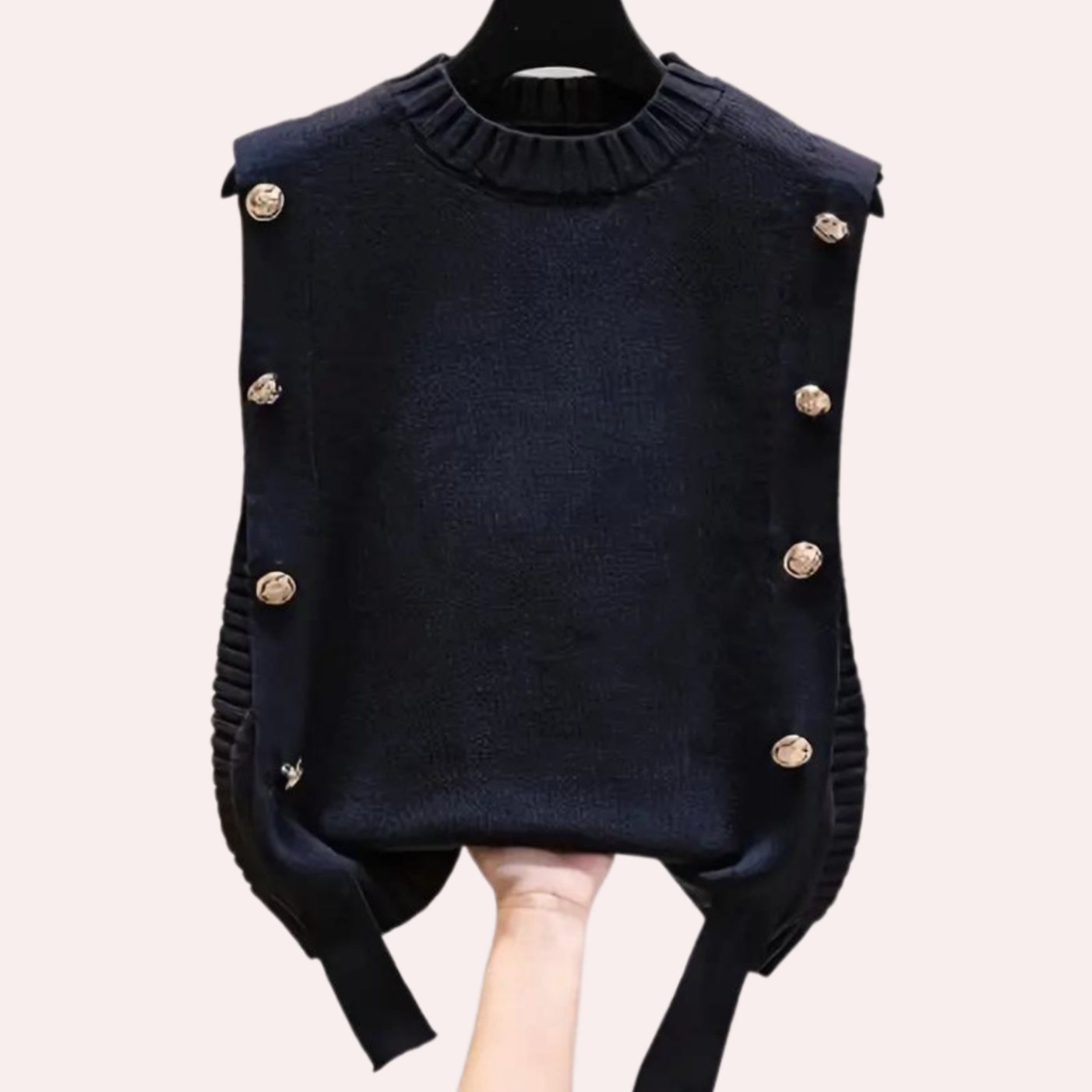 Lotte | Bodywarmer Dames Mouwloze Gebreide Vest met Gouden Knopen