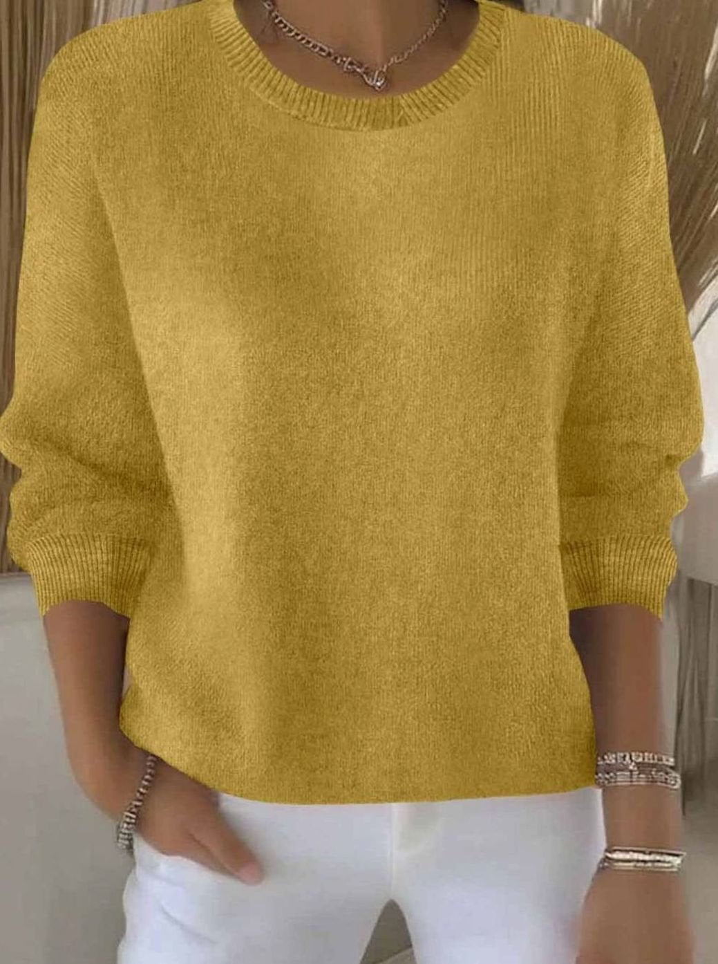 Marie | Damen Alltagstauglicher Winter-Strickpullover Rundhals Langarm