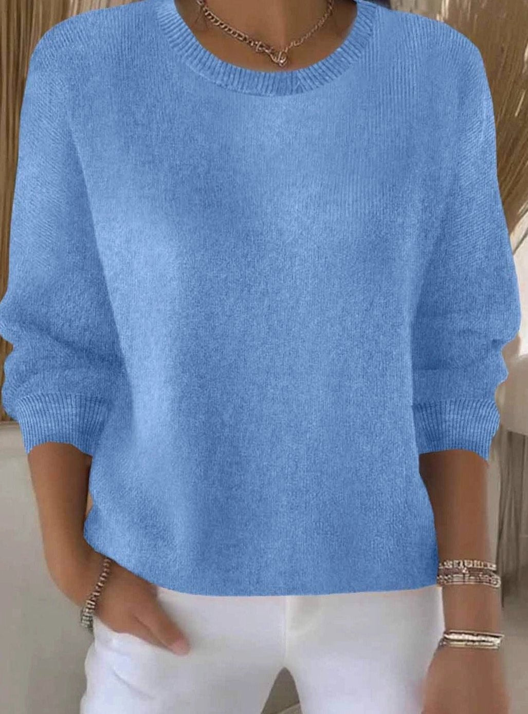 Marie | Damen Alltagstauglicher Winter-Strickpullover Rundhals Langarm