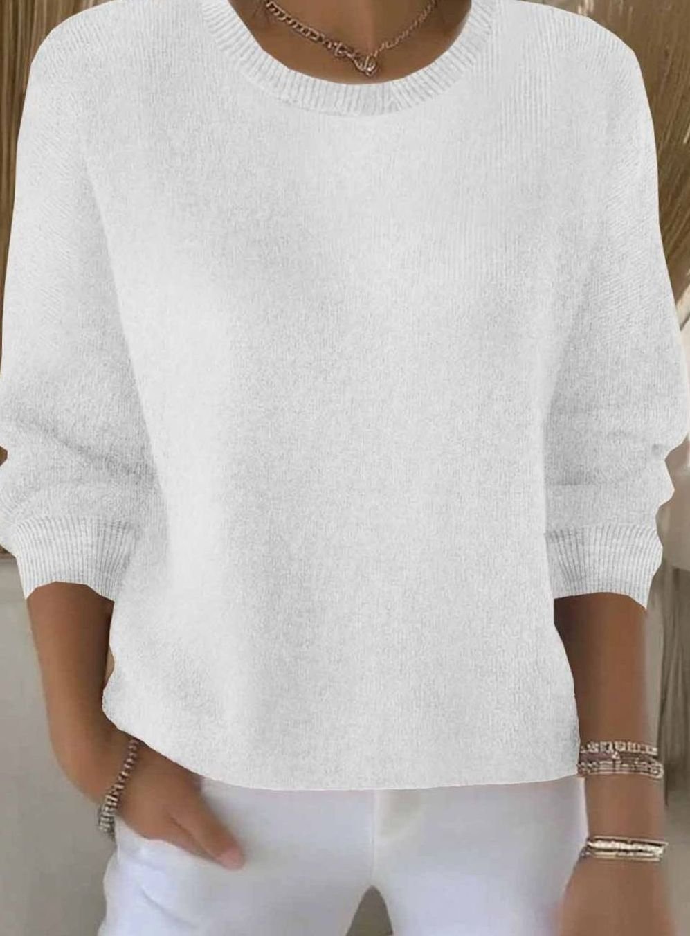 Marie | Damen Alltagstauglicher Winter-Strickpullover Rundhals Langarm