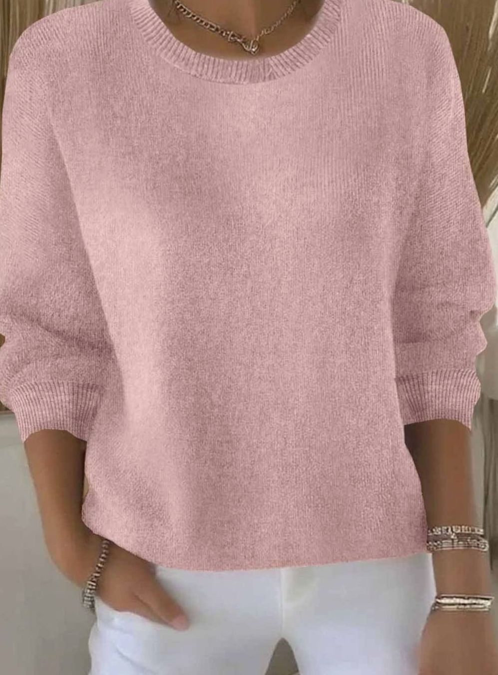 Marie | Damen Alltagstauglicher Winter-Strickpullover Rundhals Langarm