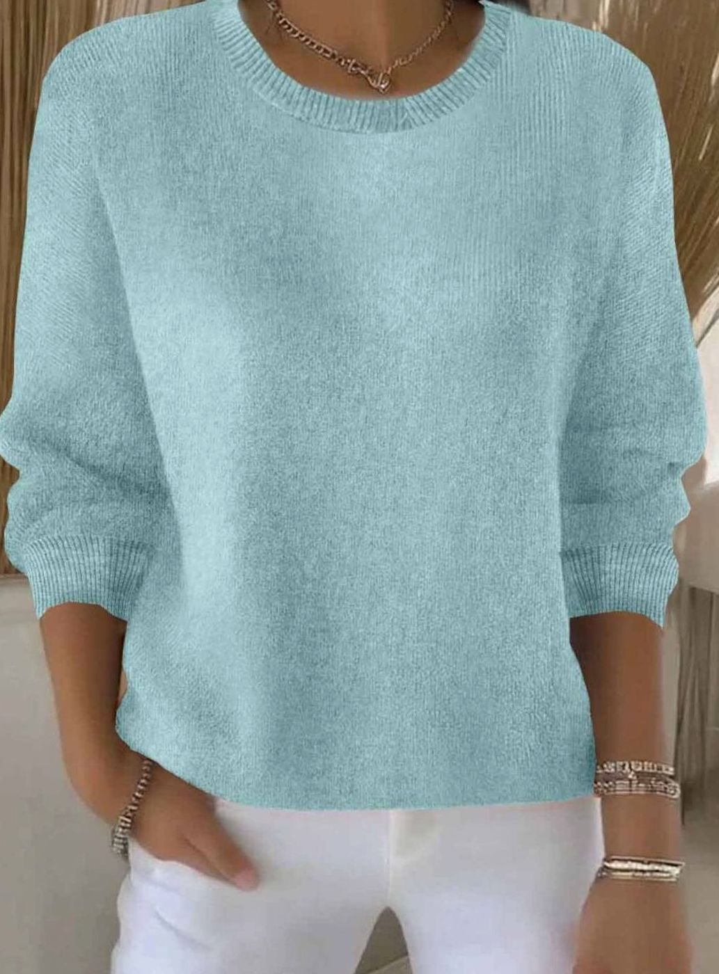 Marie | Damen Alltagstauglicher Winter-Strickpullover Rundhals Langarm